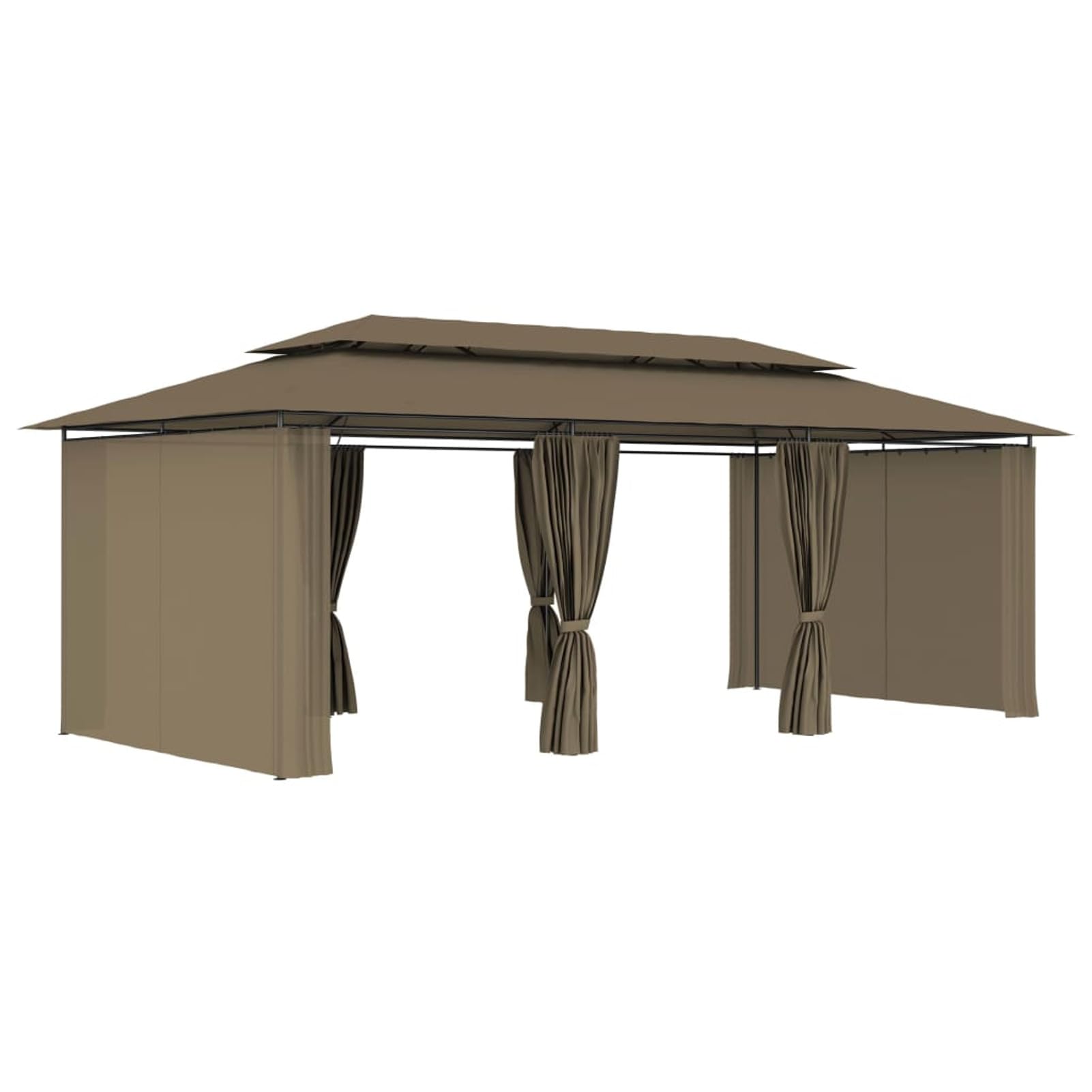Pawilon z zasłonami, pawilon kempingowy, pawilon ogrodowy, 600 x 298 x 270 cm, kolor taupe, 180 g/m²