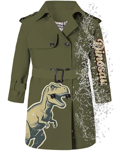 Image of Betusline Boys Waterproof Trench Coat Double Breasted Classic Belted Outwear Jacket Dress Coats