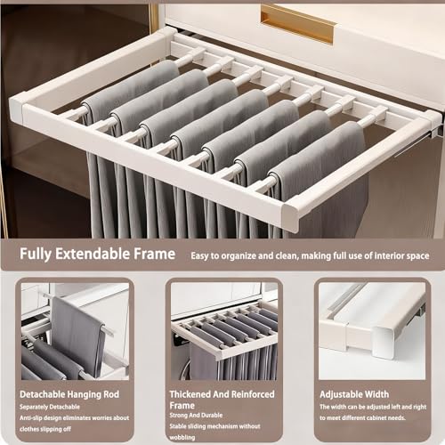 Étendoir à linge réglable en aluminium avec tiroir caché pour pantalons - 5