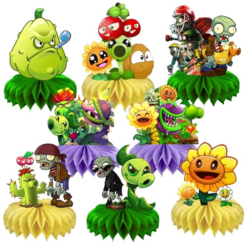 8Pcs Plants Table Centerpiece Birthday Party Supplies Double Side Table Decorations for Plants Themed Party Decorations