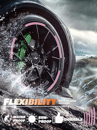 Image of 20PCS Car Wheel Reflective Decorative Strip,Night Safety Warning Stickers,Cars,Motorcycles,Bicycles are Applicable, Colorful and Diverse, a Street the Most Beautiful Car (Light Pink)