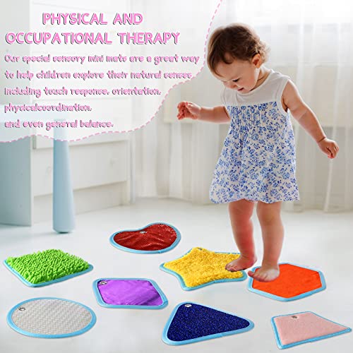 Image of Boao 8 Set Mini Sensory Mats Assorted Textured Play Mats Sensory Floor Tiles Educational Tactile Toys for Activity(8.7 Inch,Irregular)