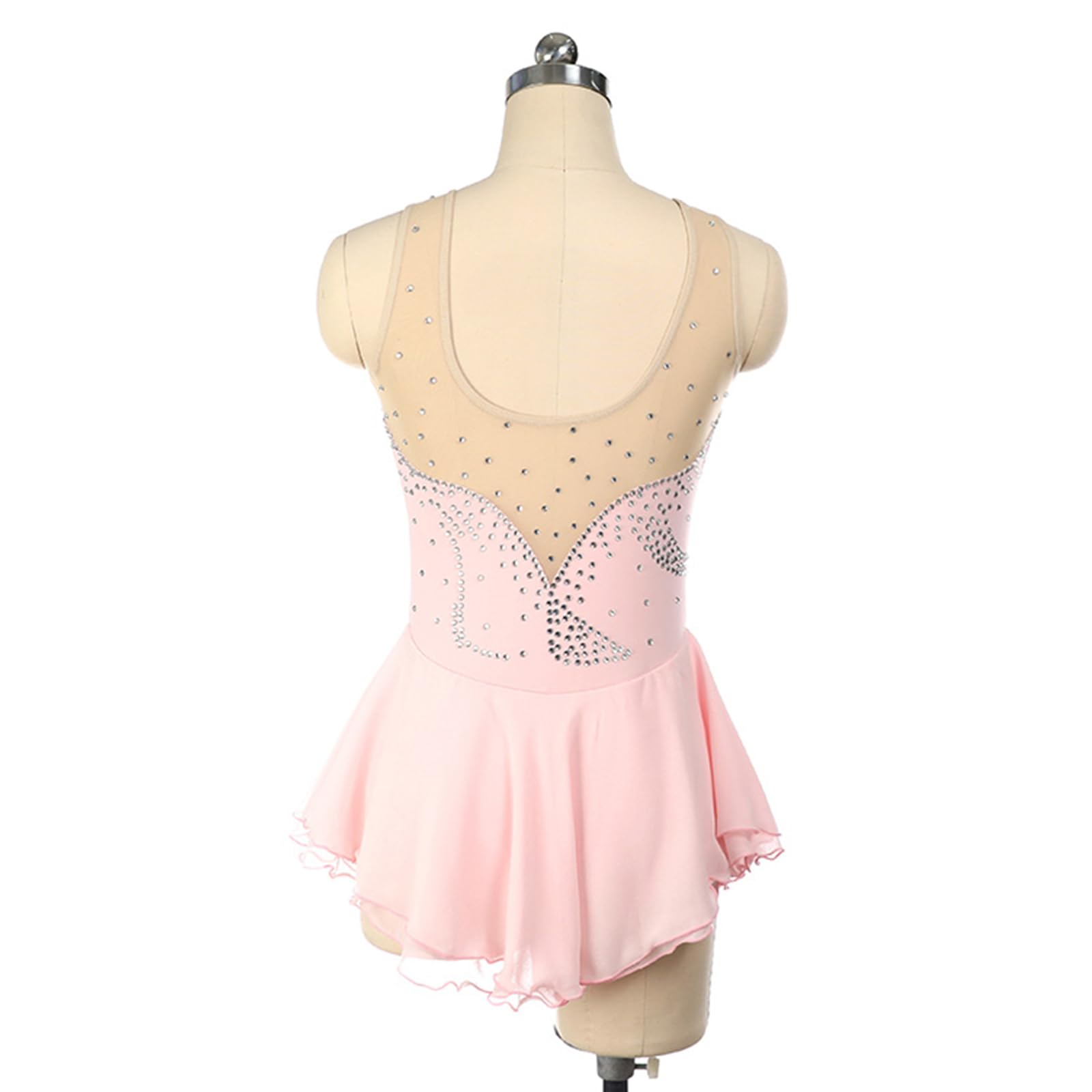 Maillot Patinaje Artístico Niña Vestido Brillante De Danza Ballet Maillot con Falda De Gimnasia Ritmica Disfraz Bailarina Niña,Light Blue,3XS