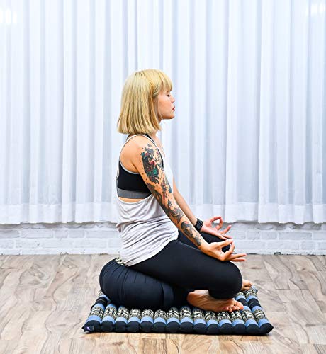 Image of Leewadee Meditation Cushion Set - 1 Round Zafu Meditation Pillow and 1 Square Roll-Up Zabuton Meditation Mat, Pillows Bundle Filled with Kapok