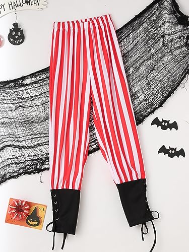 Kids Boys Steampunk Sweatpants Renaissance Medieval Pirate Pants Halloween Cosplay Striped Trousers4