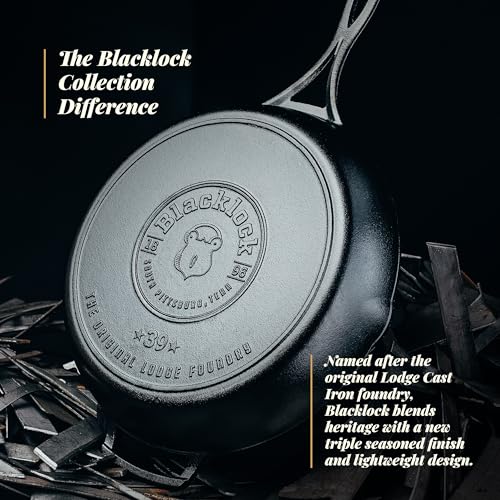 Image of Lodge Blacklock 12 inch Triple Seasoned Cast Iron Skillet - Lightweight - Easy Cleanup - Premium Cookware