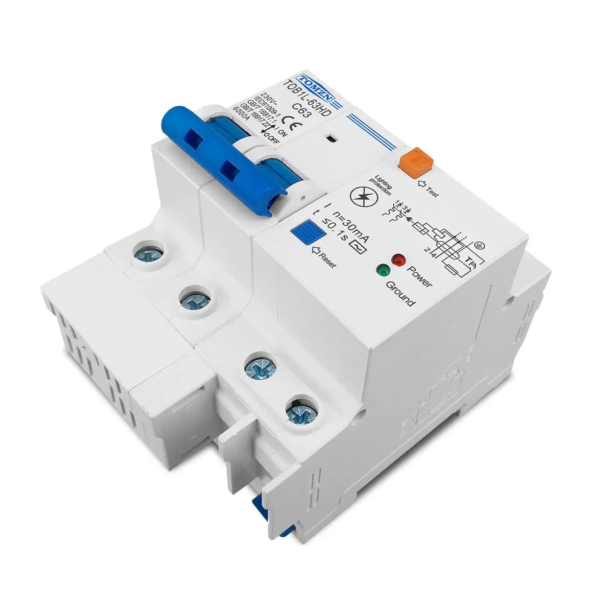 Salvavita Riarmo Automatico Interruttore Principale, Interruttore differenziale sovratensione, RCBO, MCB Contro i fulmini SPD Differenziale Riarmo Automatico(20A)