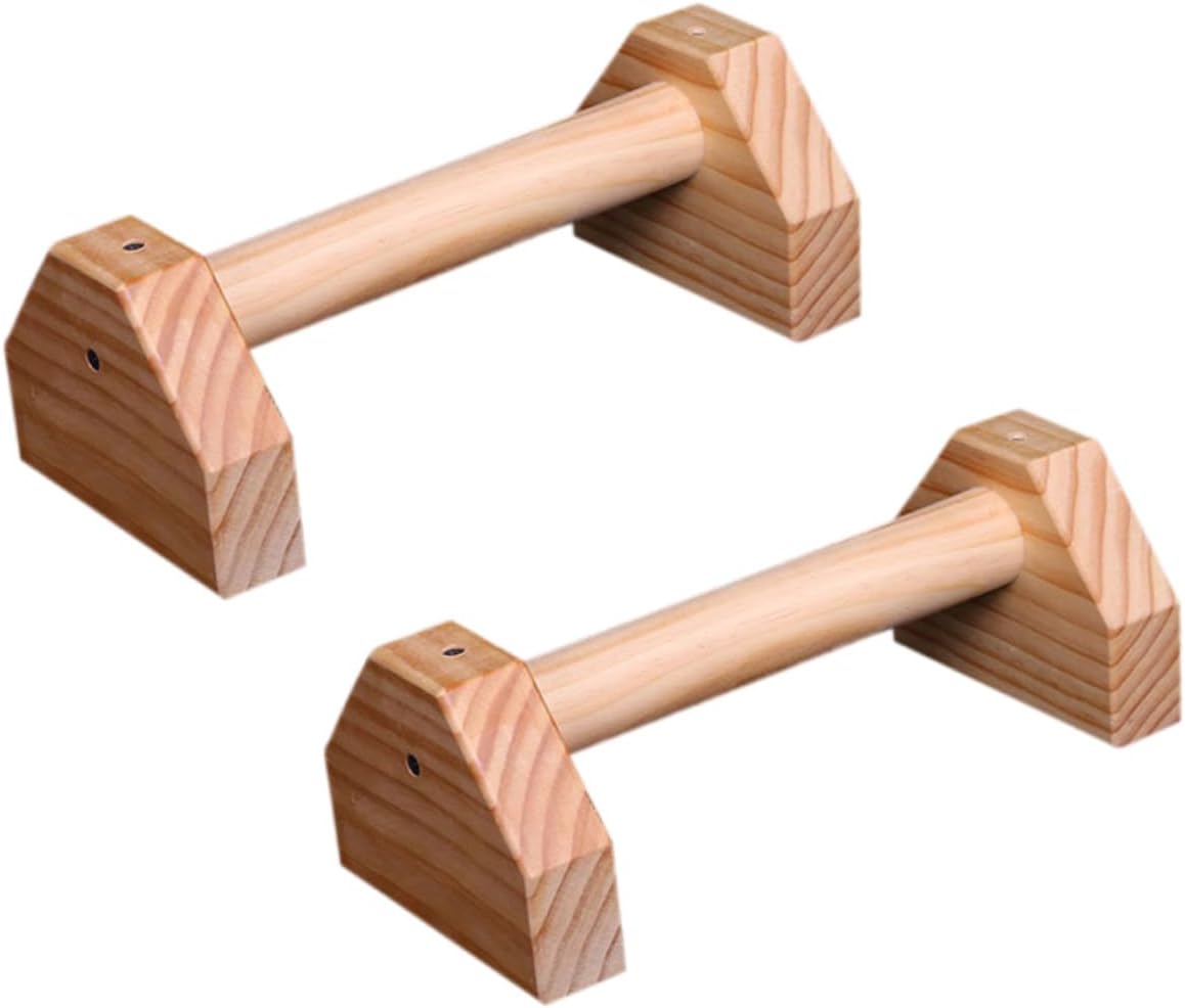 Portable Pine Wood Push Up Bars for Home Fitness Upper Body Strength Training Wrist Relief Stable Non-equilibrium Exercise Equipment for Arm and Chest Workouts