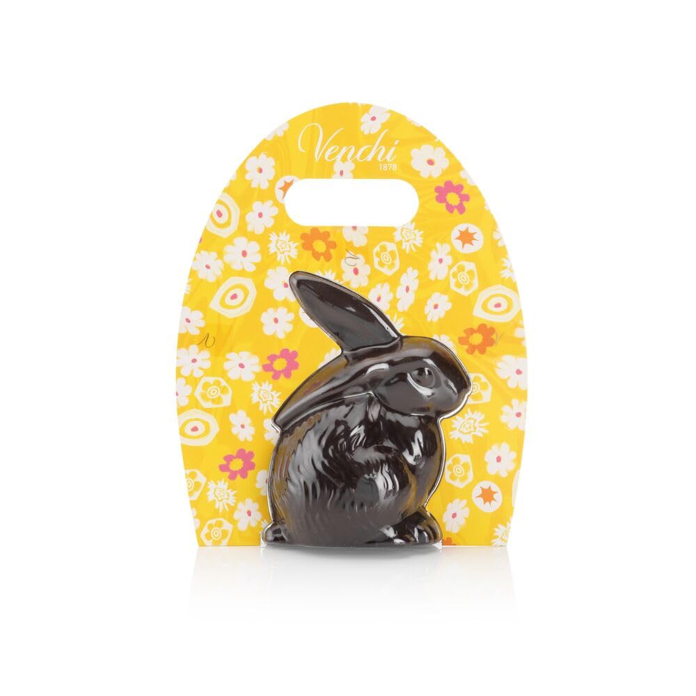 Venchi - Conejo de Chocolate Negro 60%, Sin Gluten, Vegano, 100 gr, Colección Pascua, Idea Regalo