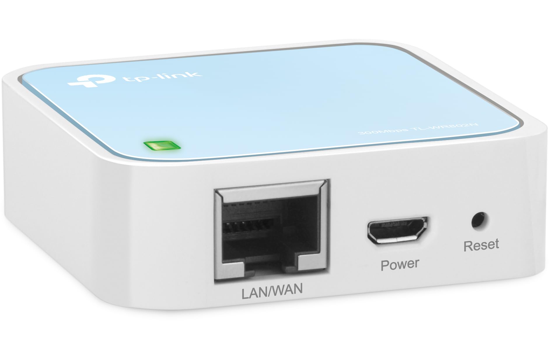 TP-Link TL-WR802N N300 WLAN Nano Router (Tragbar, Accesspoint, TV Adapter, Repeater, Router, Client, 300 Mbit/s (2,4GHz), Media, FTP Server), blau/weiß, 57 x 57 x18 mm