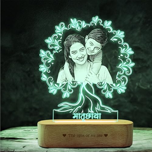 Image of ZOCI VOCI Matruchaya - Mother's Love in Light | Engraved Acrylic Lamp | Gift for Mom (RGB Smooth - (No Remote), B&W - Engraving)