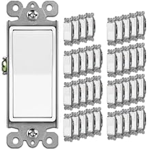 BESTTEN 40 Pack Single-Pole Light Switch, 15A 120/277V, Paddle Wall Switch, On/Off Rocker Interrupter, UL Listed, White