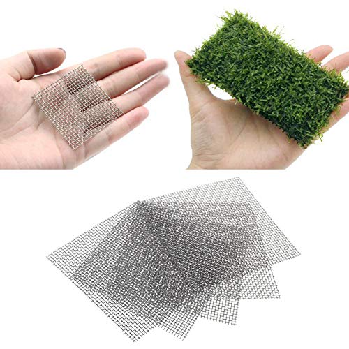 TAKEMORE7 10 pcs 8 x 8 cm Aquarium Maille en Fil d'acier Inoxydable de l'eau Plantes Fish Tank Moss Net Tapis Décor Fond d'aquarium pour Fish Tank Cover