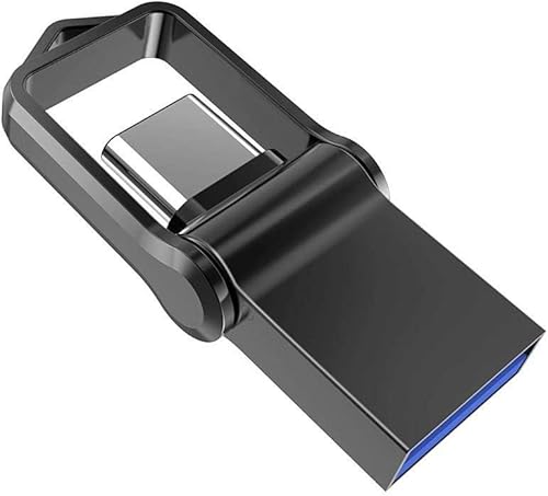 Memoria USB OTG tipo C de 64 GB, KALSAN de 64 GB USB 3.0+tipo C 2 en 1 OTG Dual Waterproof USB Memory Stick con llavero Metal-Negro