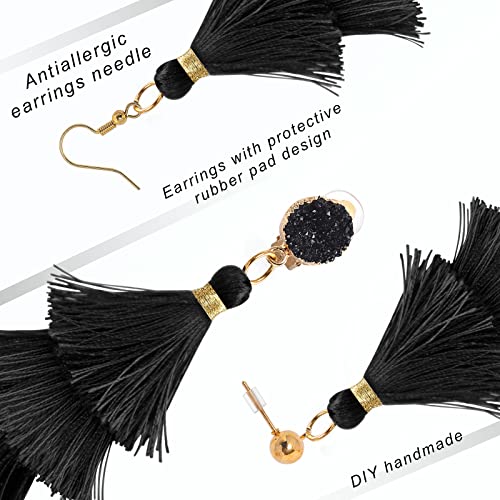 Colorful Tassel Statement Bohemian Earrings For Women Dangle, Clip On Diy Teen Fringe Girls Trendy Fun Drop Jewelry,Christmas Costume Accessories Fiesta Funny Earrings, Valentine Birthday Gift #TOP5
