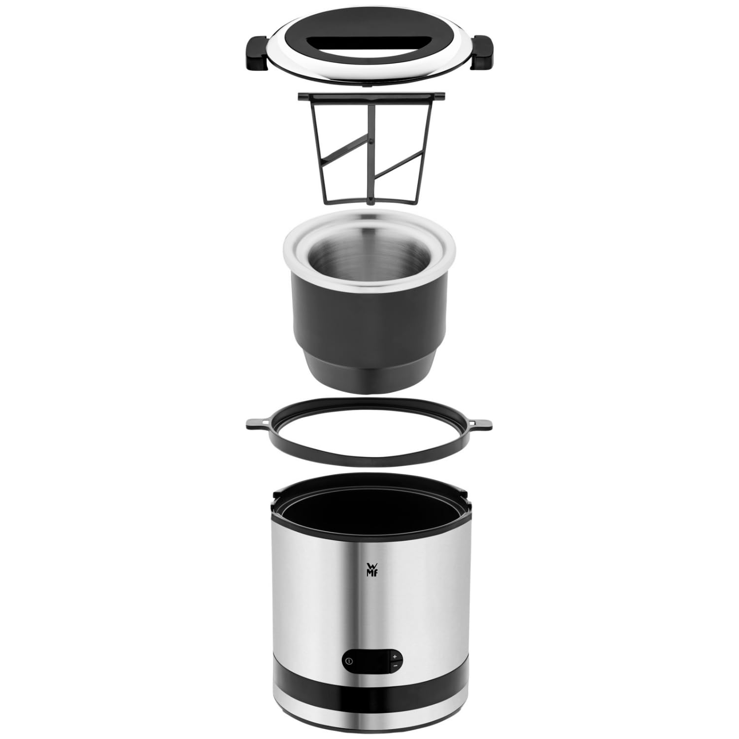 WMF - macchina del gelato 3 in 1, gelatiera per frozen yoghurt, sorbetto e gelato, capacità 300 ml con cucchiaio da gelato, in acciaio inox/cromargan opaco/colore argento