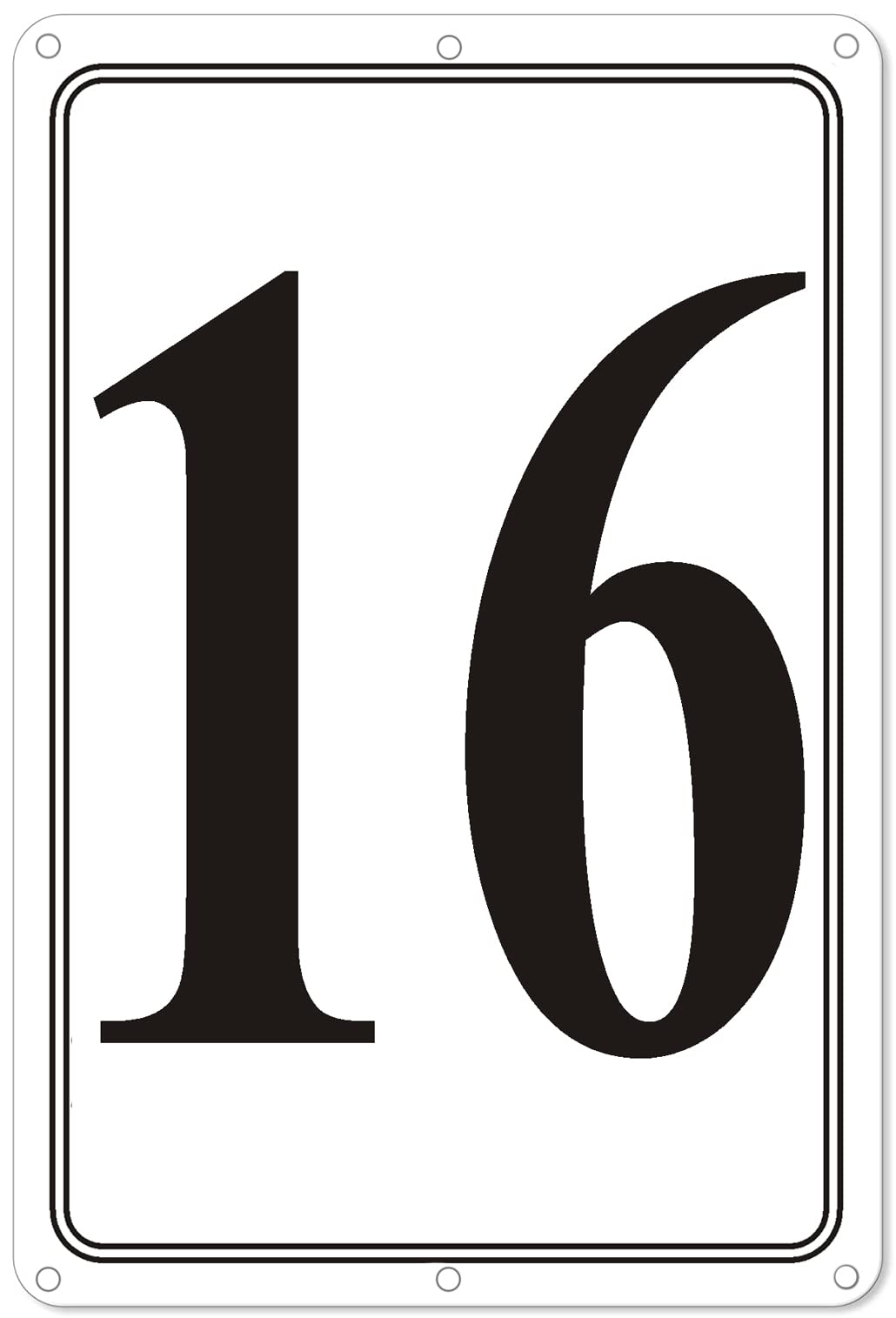 Premium Aluminum Number Signs 16, Metal 12" X 8" Numbered Signs Outdoor for Parking Lots, Floor, Dock, Court, Aisle, Field, High Visibility, No Fade, Weather-resistant