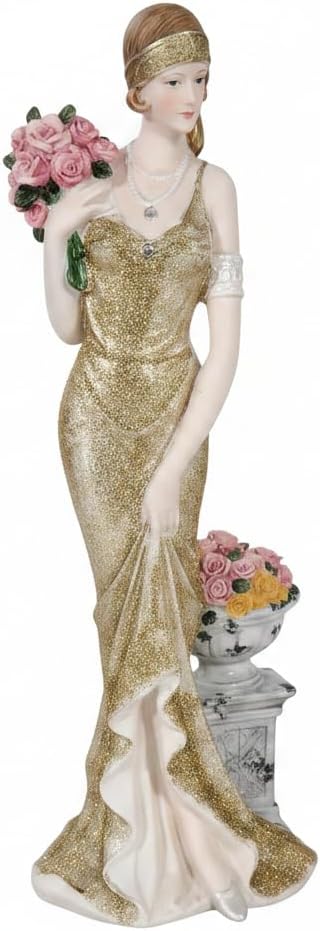 Comfy Hour 13" Art Deco Lady Figurine, Elegant Woman Statue Holding Wallet Clutch, Roaring 20s Victorian Style Home Office Desktop Decor Accent, Polyresin Artisan Crafted Sculpture, 1 Unit