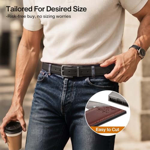 BULLIANT Men's Reversible Leather Belt