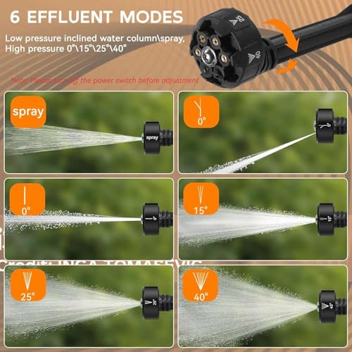 Image of TEKCOOL Cordless Portable 48V Wireless Pressure Washer Gun -12000mAh High Pressure Water Gun for Car and Bike Wash, Adjustable 6 in 1 Nozzle, 5M Hose Pipe, Double Battery Included