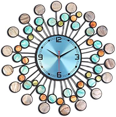 Janning Clocks Art wall charts,Mediterranean style Creative clock Living room Bedroom Decoration Home mute wall clock Blue-Blue