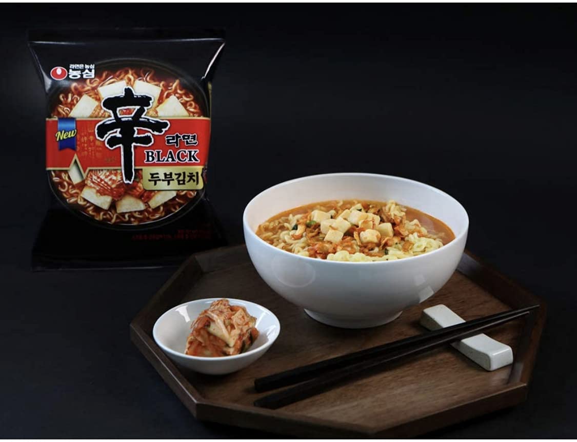 Amazon.co.jp: 「韓サイ」辛ラーメン ブラック 豆腐キムチ 127gX4個入