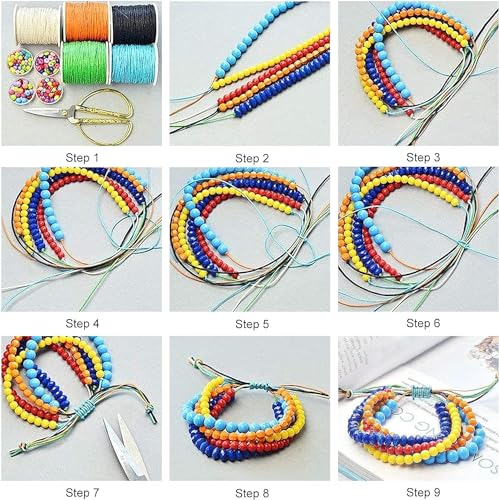Image of Dhruv Crafts 2mm Thick Cotton Wax Thread Cord for Embroidery, Bracelet Making, Jewelry Making, Macrame, Crafting Supplies, Dori Rope, Black Color, 20 Meter Professional Spool, 1 Count