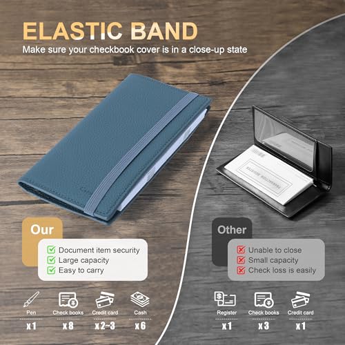 CASMONAL Checkbook Covers for Personal Checkbook Holder RFID Premium Vegan Leather Checkbook Cover for Duplicate Checks4