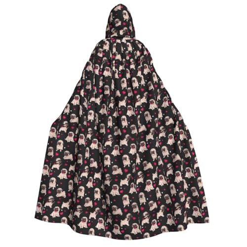 OAZCVBNN Linda capa con capucha con estampado de carlino unisex para adultos, para Halloween, Navidad, carnaval, fiestas temáticas