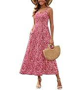 Zattcas Women's 2025 Summer Casual Floral Maxi Dress with Pockets Spaghetti Strap V Neck Empire W...