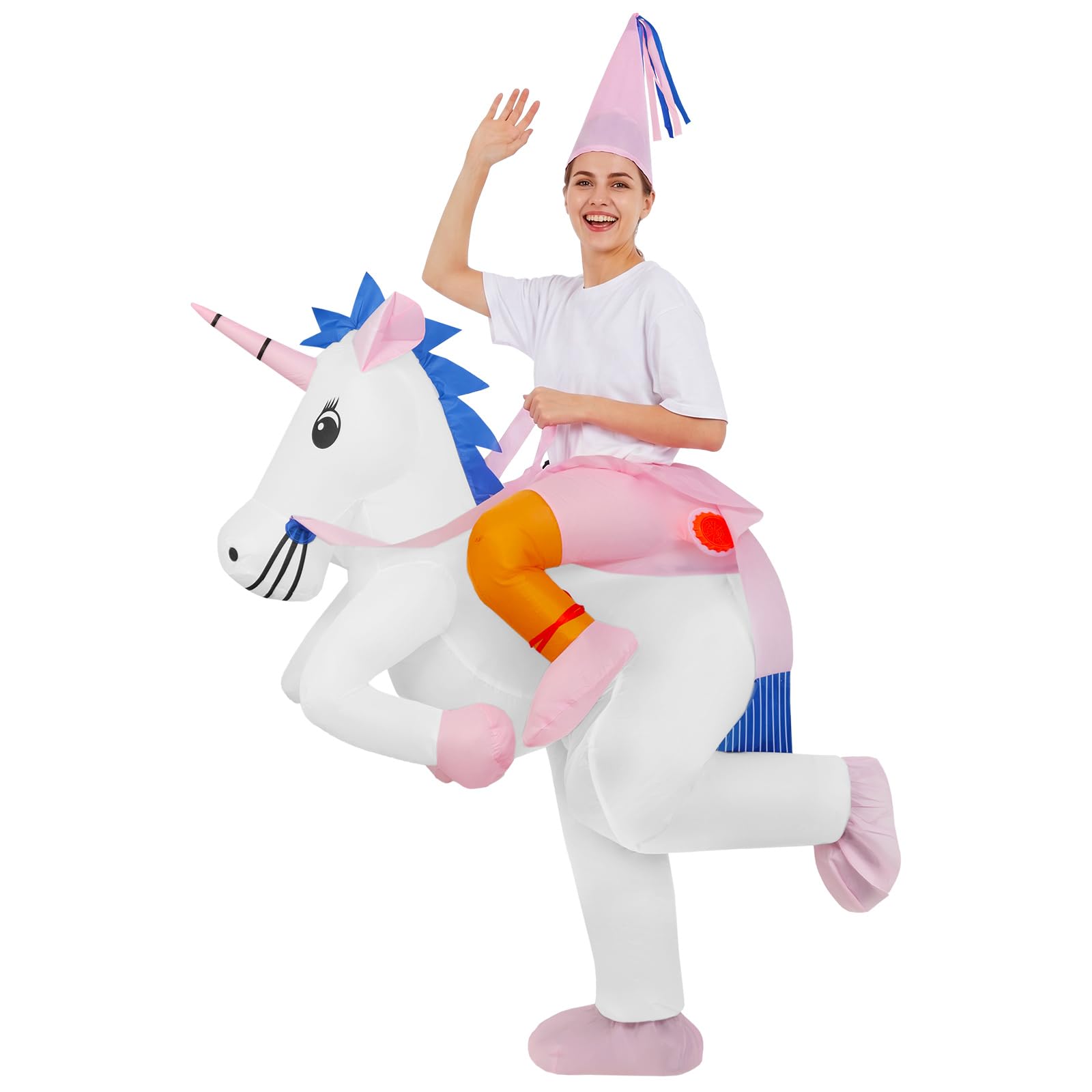 Disfraz de Unicornio Inflable para Niños, Divertido Disfraz Inflable con Sistema Inflable y gorro,para Halloween,Fiesta de Disfraces,Fiesta de Cosplay