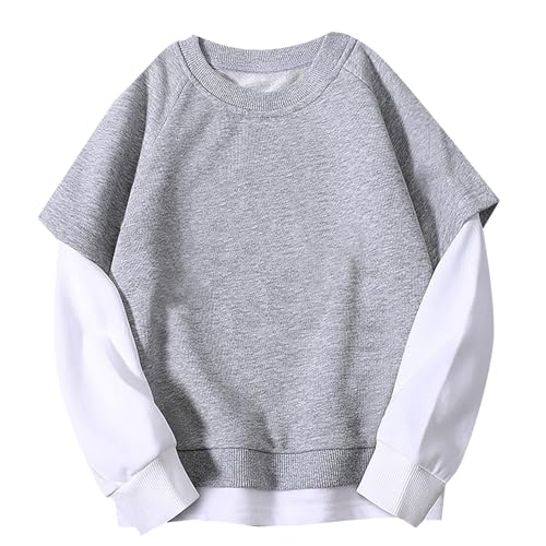 Boys Girls Two Piece Crewneck Sweatshirt Cotton Comfy Oversized Pullover Tops Toddler Kids School Trendy Aesthetic Clothes