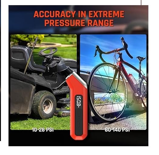 Image of LABART Digital Tire Pressure Gauge 3-200 PSI, Industrial Tire Gauge Calibrated to ANSI B40.7 Grade 2A(±0.5%), Replaceable AAA Batteries (Vivid Orange)