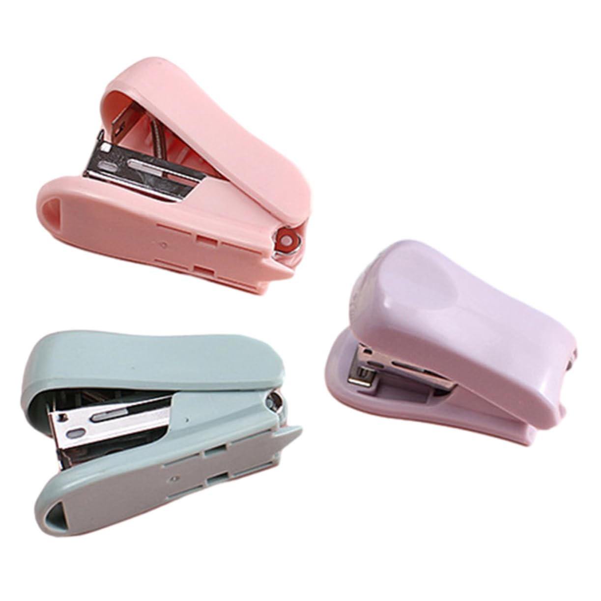 Angoily 5 Set Mini Cucitrice Portatile Cucitrice Mano Compatta Per Ufficio Scuola Per Raccogliere Documenti Fucsia Viola 3 Pezzi * 5