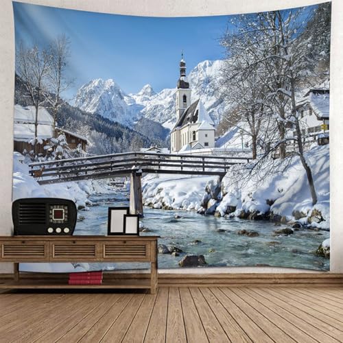 Tapisserie murale hiver pour créer un cocon chalet dans la chambre