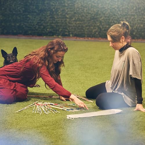 Relaxdays Riesenmikado, 2er Set je 41 Stäben mit Tasche, XXL Outdoor Mikado Kinder & Erwachsene, 50 cm Bambusstäbe, bunt