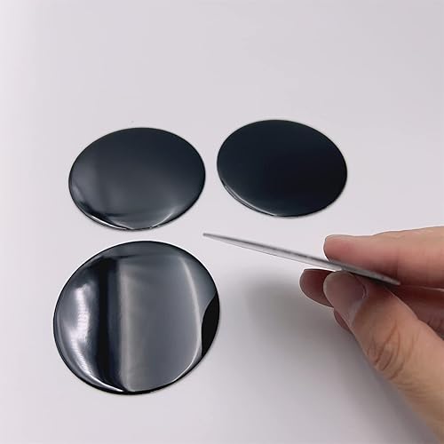 Miniatura 5 de 4 calcomanías para rueda circular plana de 2.5 pulgadas y 2.480 in, color negro brillante para tapacubos de rueda de coche, 4 unidades
