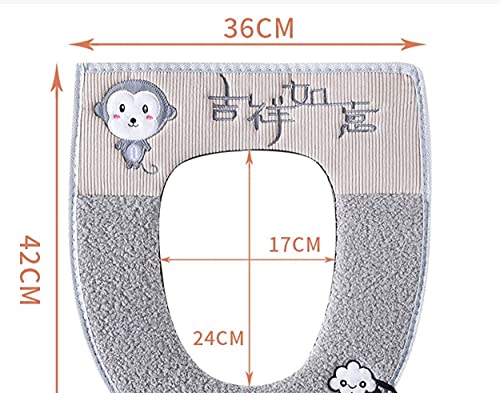 Haushalt Toilettensitzkissen Set Toilettensitz Set Verdickter WC-Bezug Zweiteiliger Toilettensitzkissen Zweiteiliges Set (Rosarot) (Grasgrün) – Bild 4