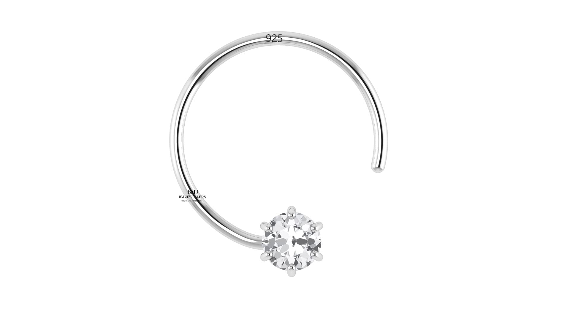 BM Jewellers,Pure 925 Sterling Silver Round-Shape White Cubic-Zirconia Prong-Setting Nose Pin Stud for Women Girls With Certificat Of Purity Size-2MM (Prong 2MM) (B08GKKP8G6) Amazon Price History, Amazon Price Tracker