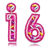 Birthday Earrings for Women Beaded Happy Birthday 16th 40th 30th 21th 60th Drop Dangle Earrings Statement Celebration Holiday Party Jewelry Gifts (16)