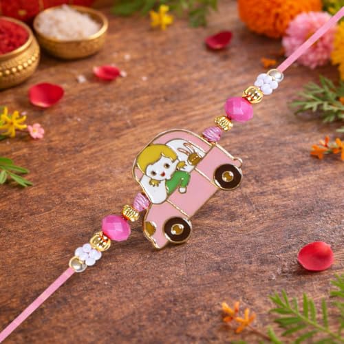 Image of Riddhika Ventures Premium Multicolour Meenakari Stylish Kids Rakhi Gifts for Brother, Sister with Roli Chawal and Greeting Card