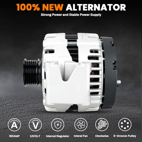 Image of 11220N Alternator 180A Compatible with Mercedes-Benz CL550 CLK550 CLS550 SL550 2007-2012, E350 E550 R350 S300 SLK350 S350 S500 GL450 GL550 ML350 ML450 ML500 2006-2011, SL65 G65 AMG 2014-2018