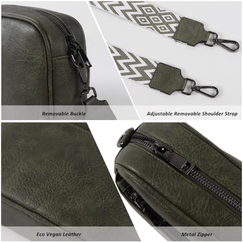 Image of TANTOMI Crossbody Bags for Women Trendy,Vegan Leather Crossbody Purses for Women Small Shoulder Bag Handbags with Wide Strap (Dark Green)