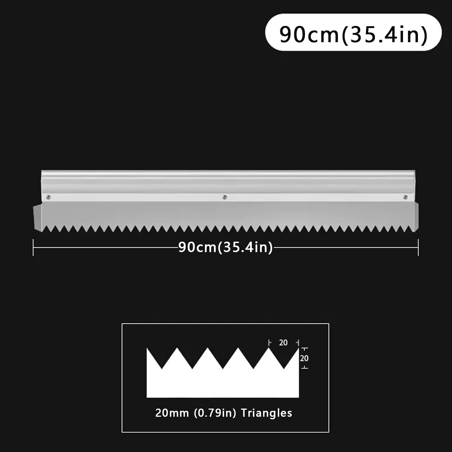 Grzebień Do Zaprawy Zębatej 60 Cm (23,6 Cala) -90 Cm (35,4 Cala) Duża Kwadratowa Kielnia Zębata Ze Stali Nierdzewnej Do Szybkiego I Równomiernego Nakładania Kleju Na Podłogę, B-90cm