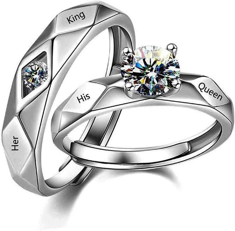 MEENAZ Rings for women girls lovers men boys Couple girlfriend Couples Husband wife Gf BF AD CZ Stylish Valentine American diamond Adjustable Love 2 Platinum Silver Finger Ring Combo set king queen-51 (B0BSFXGML8) Amazon Price History, Amazon Price Tracker
