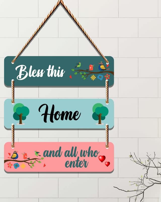 SAF Wall Hanging-Bless This,Home,And All who Enter Wall Art MDF Wooden Wall Hanger for Living Room | Bedroom | Office | Gift | Wall Hanging For Home Decoration | Canvas Painting WH-085