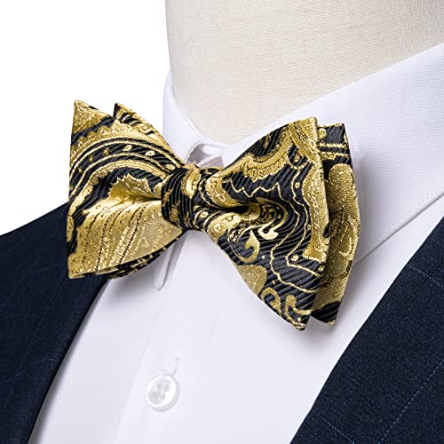 Image of DiBanGu Pre-Tied Bow Ties for Men Silk Adjustable Tuxedo Bowties Pocket Square Cufflinks Set with Lapel Pin Jacquard Woven