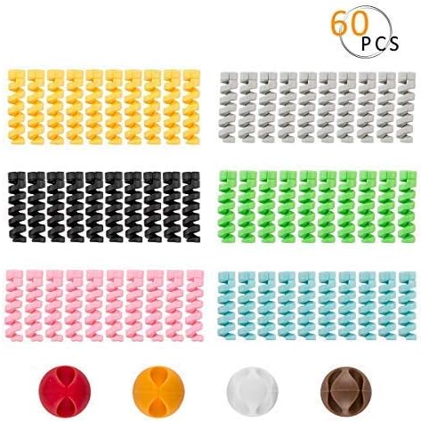 Mewtogo 60 Pieces Charger Cable Saver Protector with 4pcs Cable Orgernizer Clips, Spiral Cable Protector, Flexible Silicone Micro USB Cord Protector Compatible with iPhone, iPad, iPod, MacBook Other C