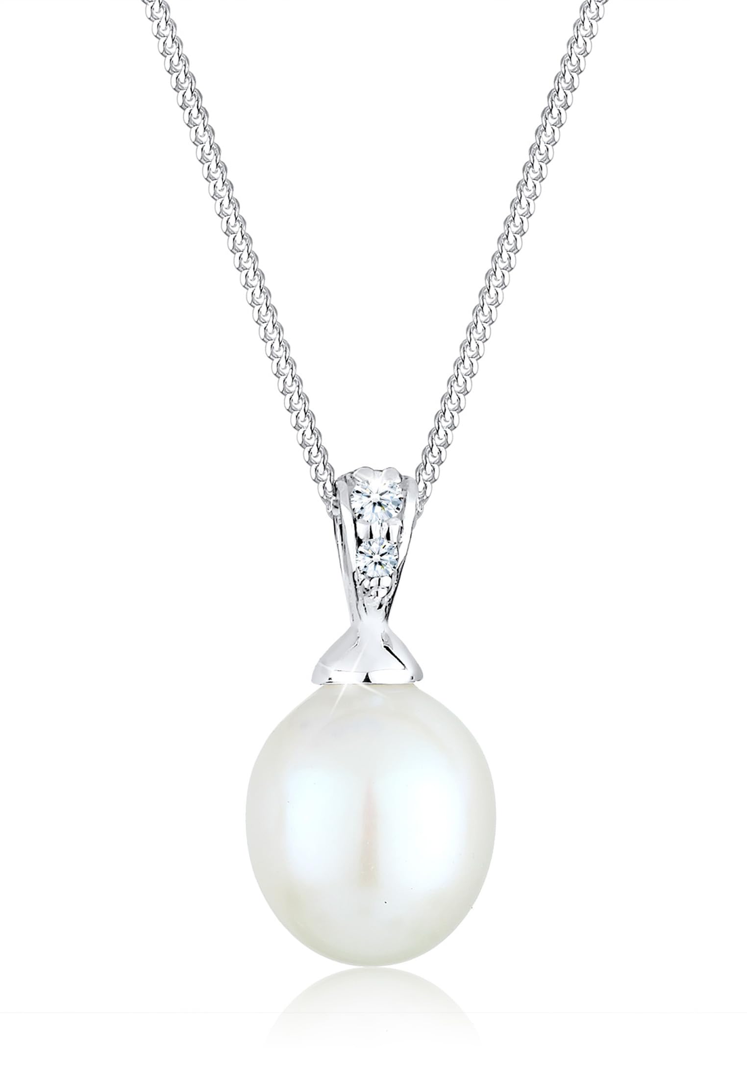 Elli DIAMONDS Necklace Women with Freshwater Pearls and Diamond (0.04 ct.) in 925 Sterling Silver