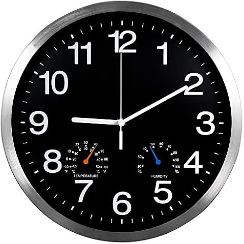 Reynoe 12 Inch Wall Clock with Thermometer Hygrometer Cover